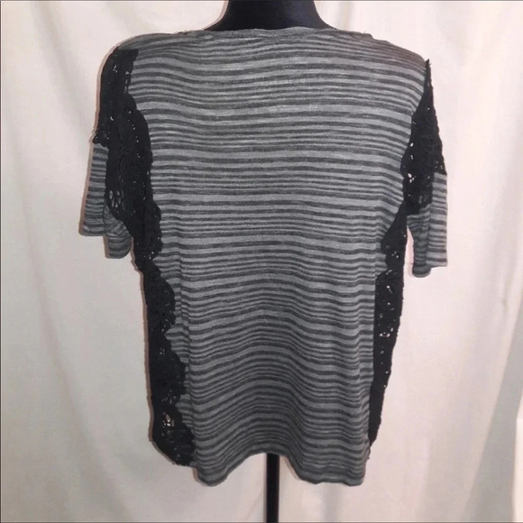 Free People Crochet Lace Tee Shirt FP Gray Blouse - Picture 3 of 4